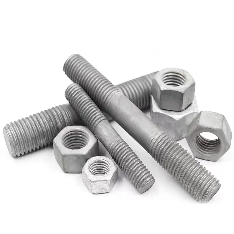 Flat Double End Threaded Bolt Carbon Steel Hot-dip Galvanized Full Thread Rod Bar For mechanical equipment Construction