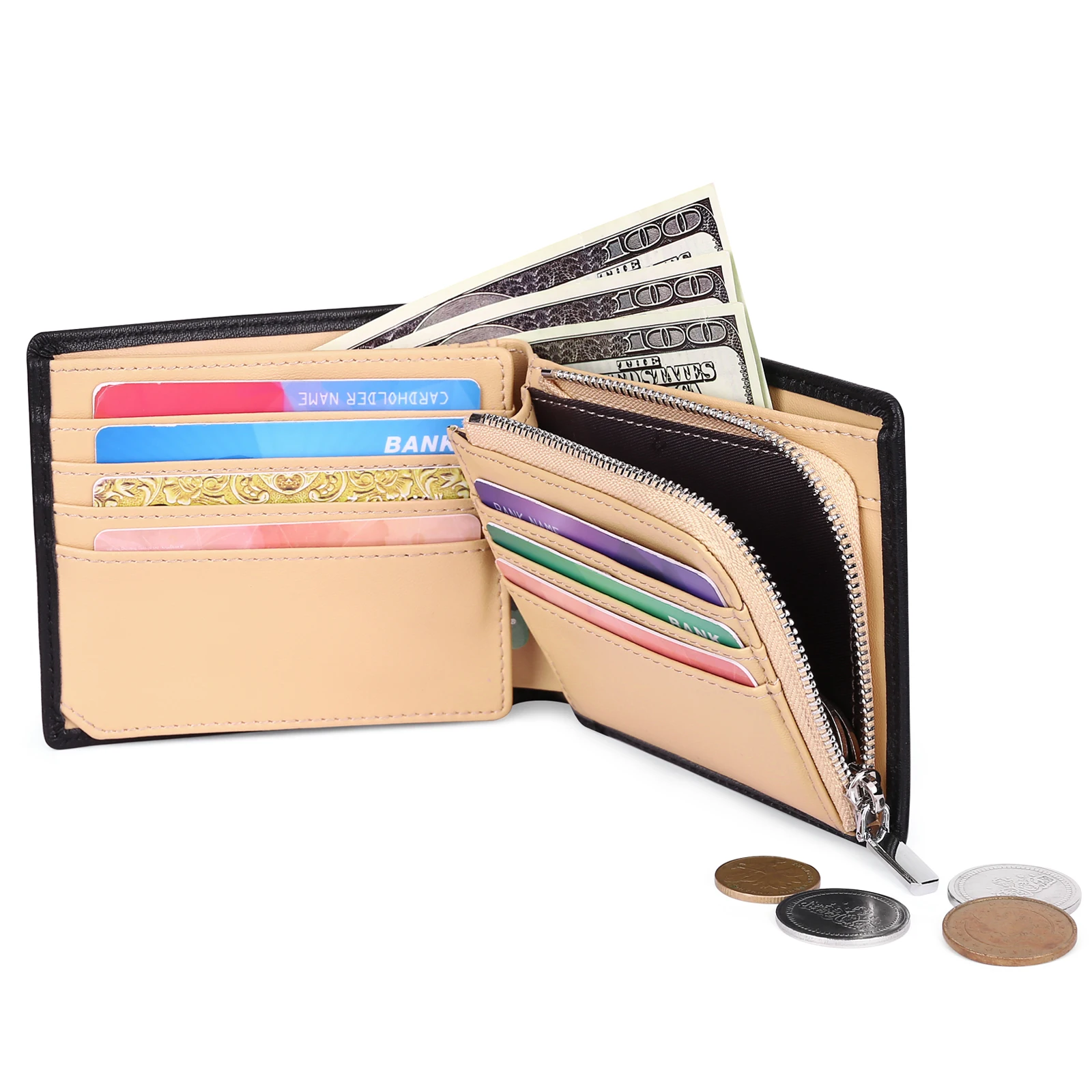 Custom Luxury Travel Mini Coin Credit Passport Genuine Leather  Leather Rfid Smart Men Card Holder Wallets
