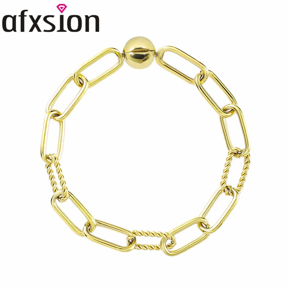 AFXSION 2020 New design ME series Bracelet for DIY charms Pendant Stainless Steel Round buckle Custom Bracelet woman
