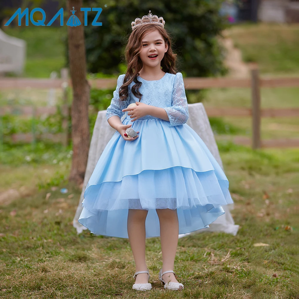 MQATZ High Quality Kids Clothing Children 3-10 Years Girl Dress Design Long Tail Party Dress