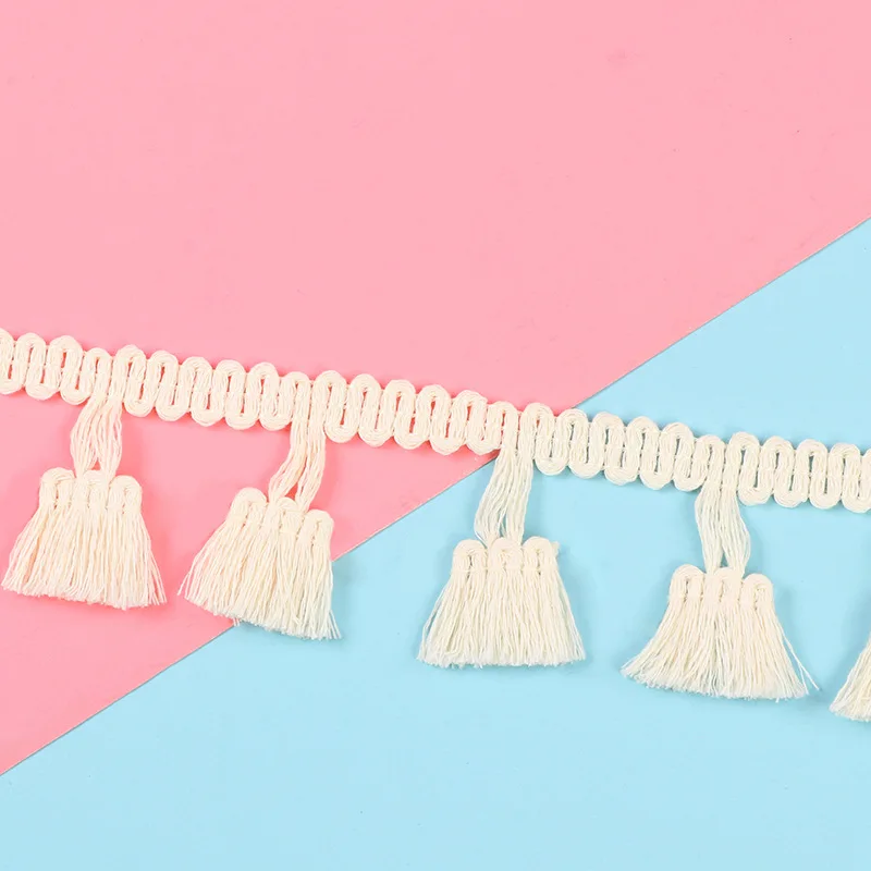 Tablecloth Edge in Stock White Broom Tassel Lace Wholesale Cotton Broom Lace Pillow Tassel Lace Factory Direct Sales