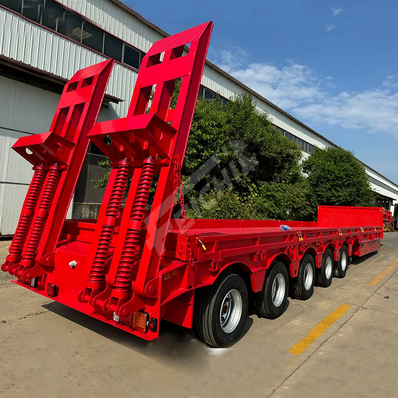 Kazakhstan Hot Sale Low Flatbed Trailer 6 Axle 17m Retractable Transport Cargo Low Bed Semi Truck Trailer