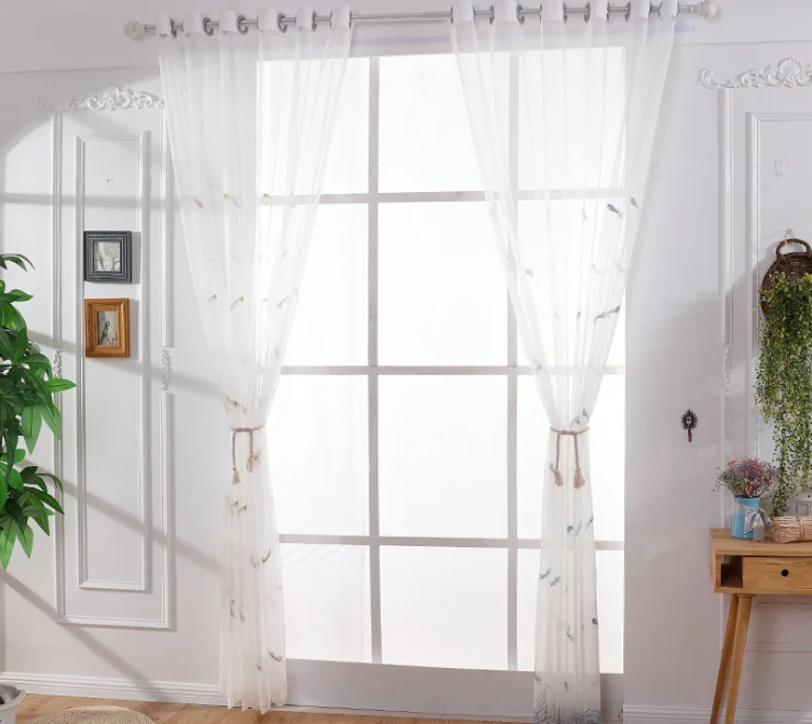Romantic Design Feather Sheer Luxury Curtains Ready Made Curtain Sheers For Home