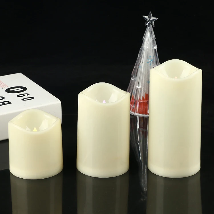 3 pcs  different size Color Changing LED Flameless Candle Set with Remote  Flameless Candle Pillar LED Remote Candles Set