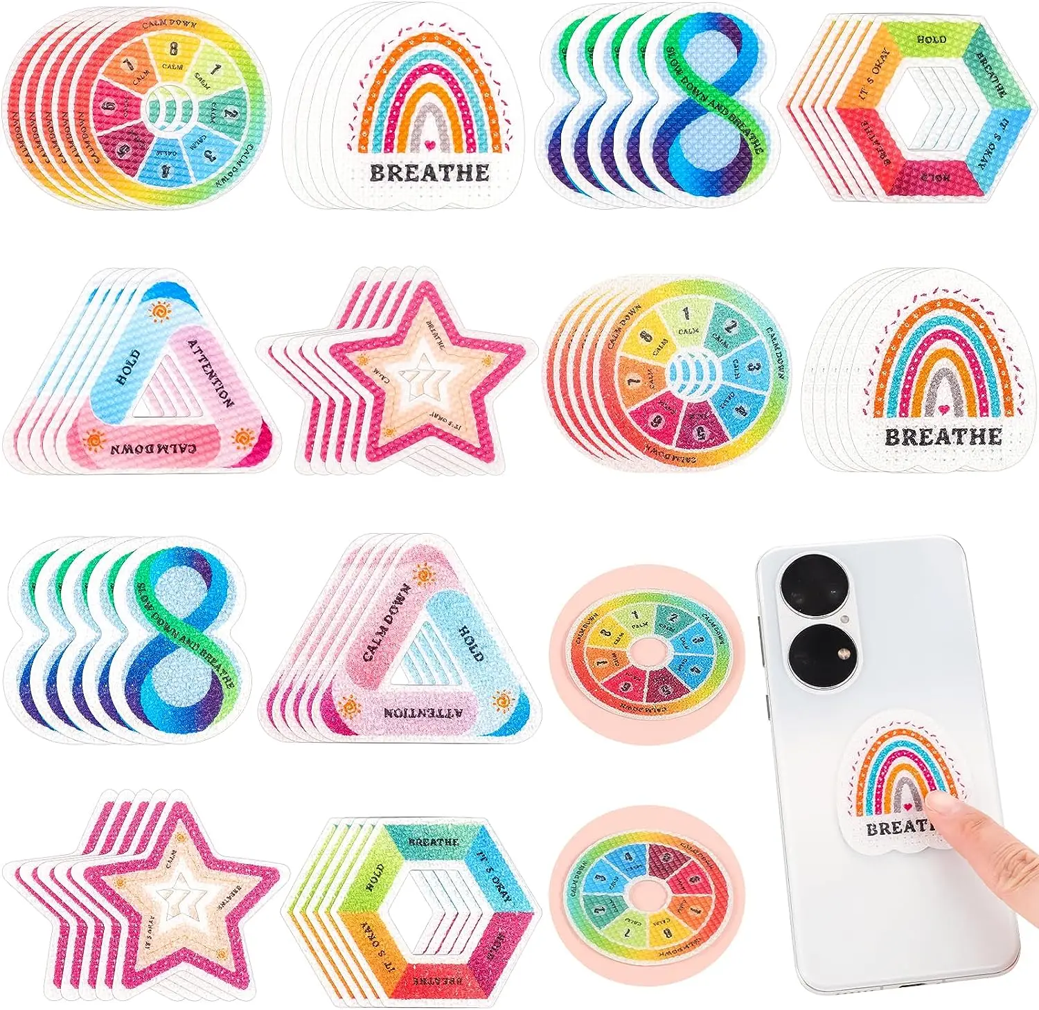 Different Textured Anxiety Sensory Stickers Tactile Rough Calming Stickers for Desk Phone and Book