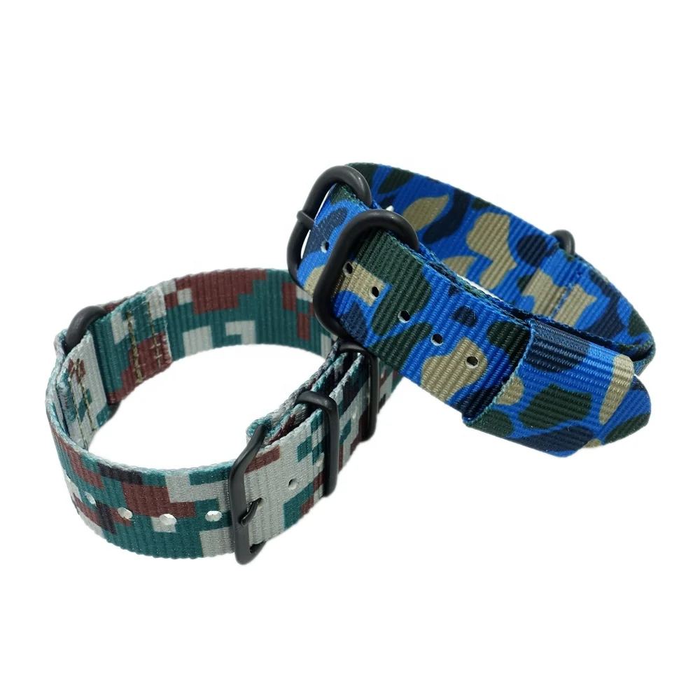 Wholesale Marine Sport Camo 18mm 20mm Nylon Wrist Watch Belt Strap 22mm Zulu Watch Strap