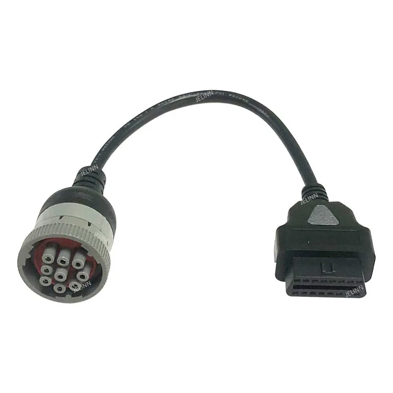 Gray CAT 9 Pin to OBD 2 OBD2 16 Pin Cable for Caterpillar