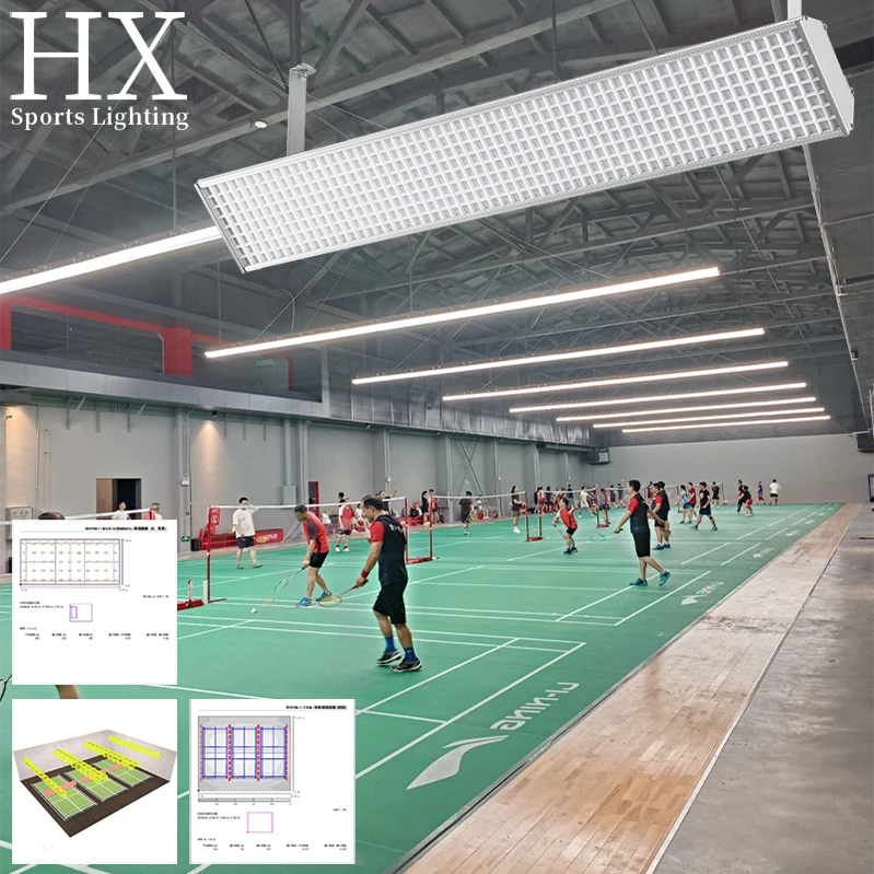 High quality LED badminton court no shadow lamp side mounting lamp anti glare table tennis indoor stadium lamp Grille Lights