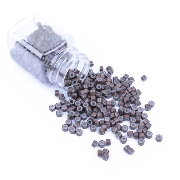 FH vendor wholesale light brown bead micro ring high quality silicone link bead hair extension tools