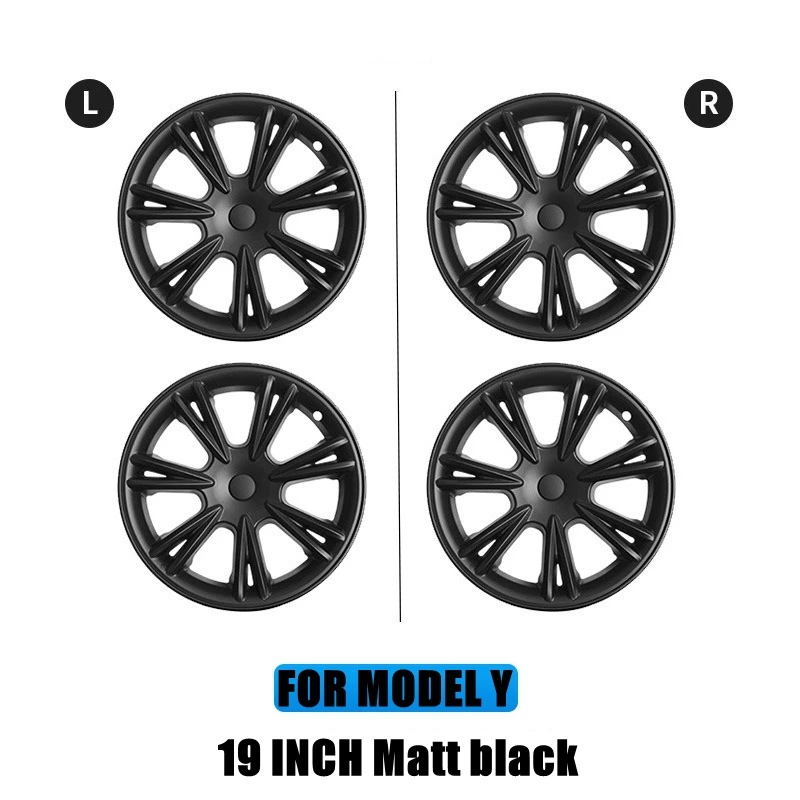 2024 Car accessories 4 pcs 19 inch matt black original wheel hub cover for tesla model y