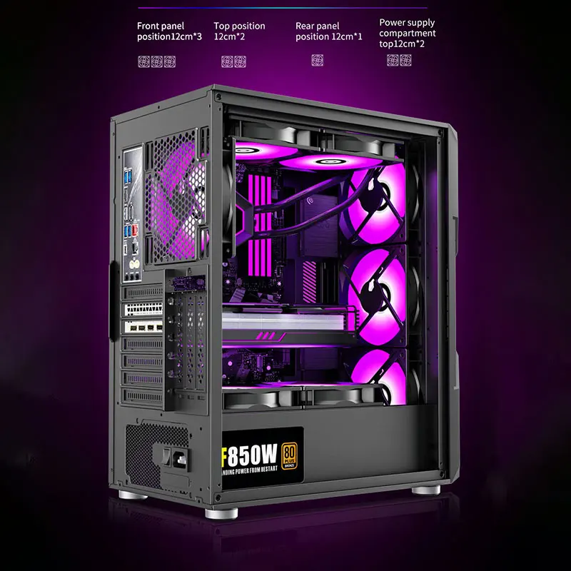 Wholesale Office Desktop Metal Tower PC Case with RGB Cooling Fan Middle Tower Design for Home ATX Computer Cases & Towers