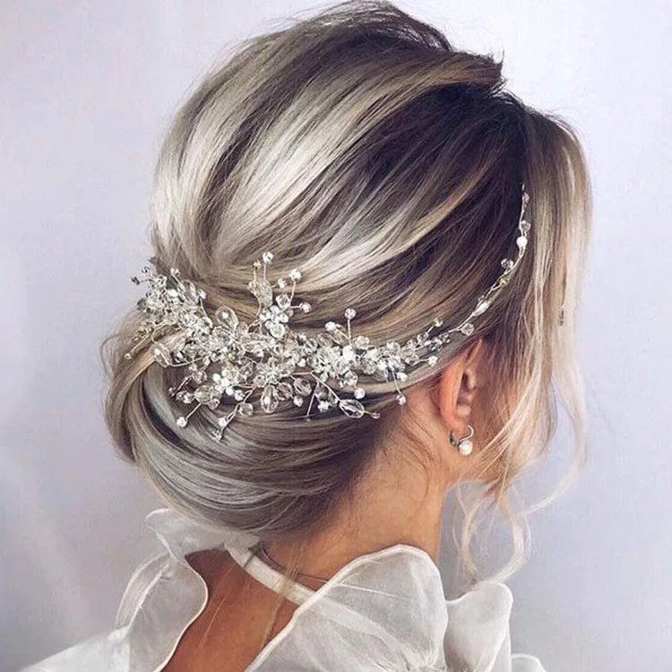 Bride Crown Princess Austrian Crystal Wedding Hair Girl Tiara Crown Bride Flower Comb Ball Veil Headband