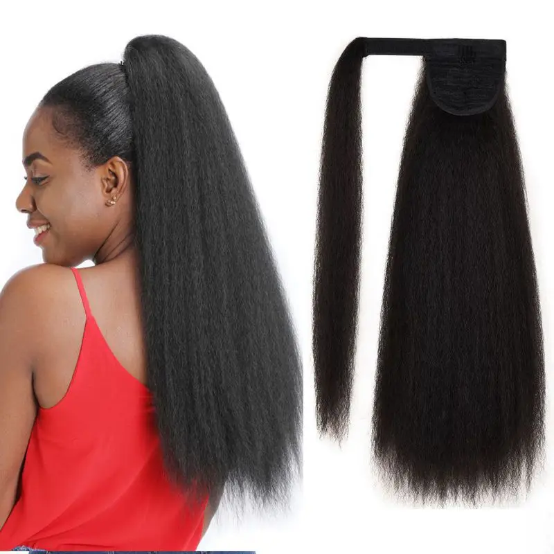 2021 NEW Hot Sell Afro kinky Straight Ponytail Hair Puff Drawstring Hair Bun Synthetic Hair wig 22inch