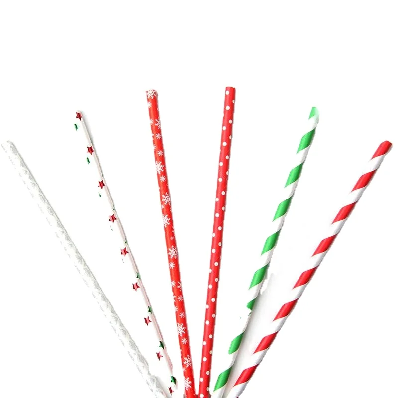 Wholesale Disposable Striped Paper Straw Food Grade Eco-Friendly Biodegradable Paper Drinking Straws Manufacturer