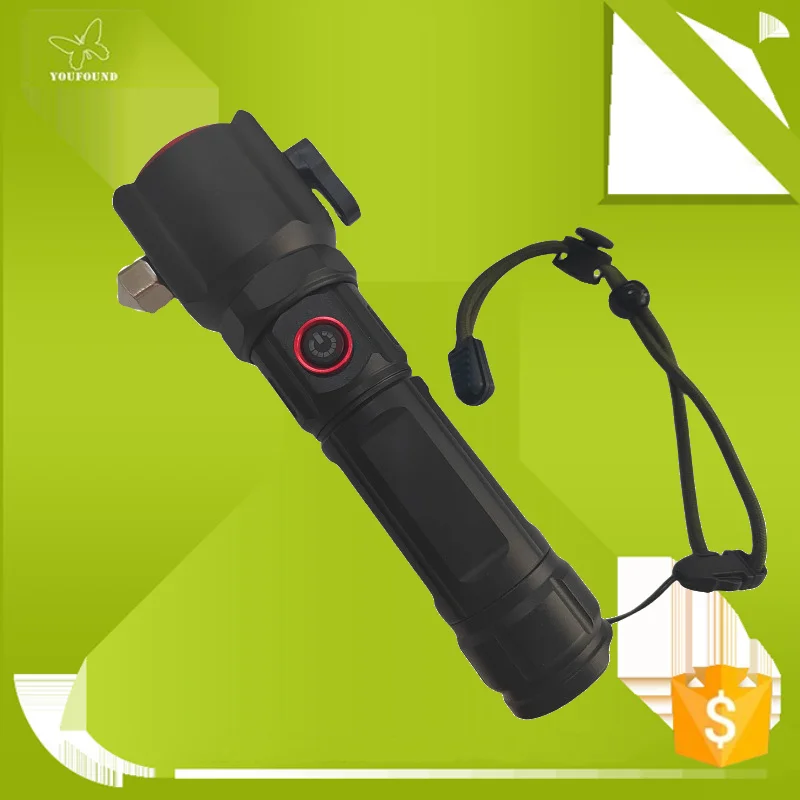Multi-Function Safety Hammer self defensive Flashlight with alarm LED Rechargeable Powered Emergency Rescue Tool Flashlight