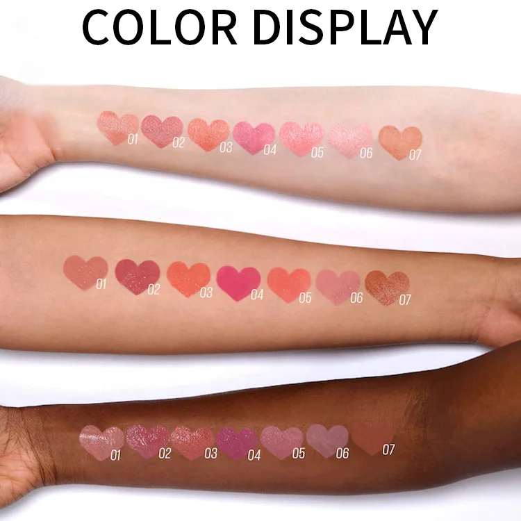 Private label heart shaped stamp cushion blusher 7colors cruelty free air cushion seal blush