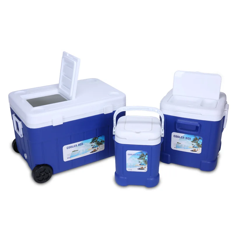 120L  EPS form ice cooler box Outdoor camping fishing insulated cooler box with wheel Large capacity box