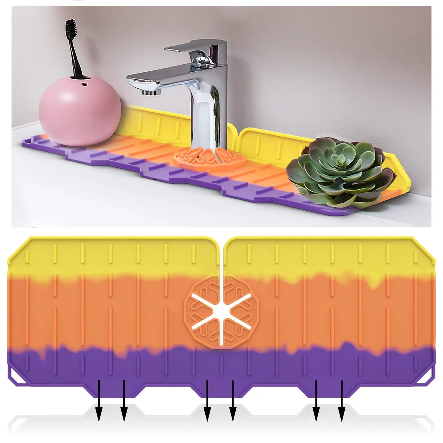 Absorbent Dish Splash Drying Guard Protector Drip Water Catcher Top Seller Kitchen Sink Silicone Faucet Mat With Slop