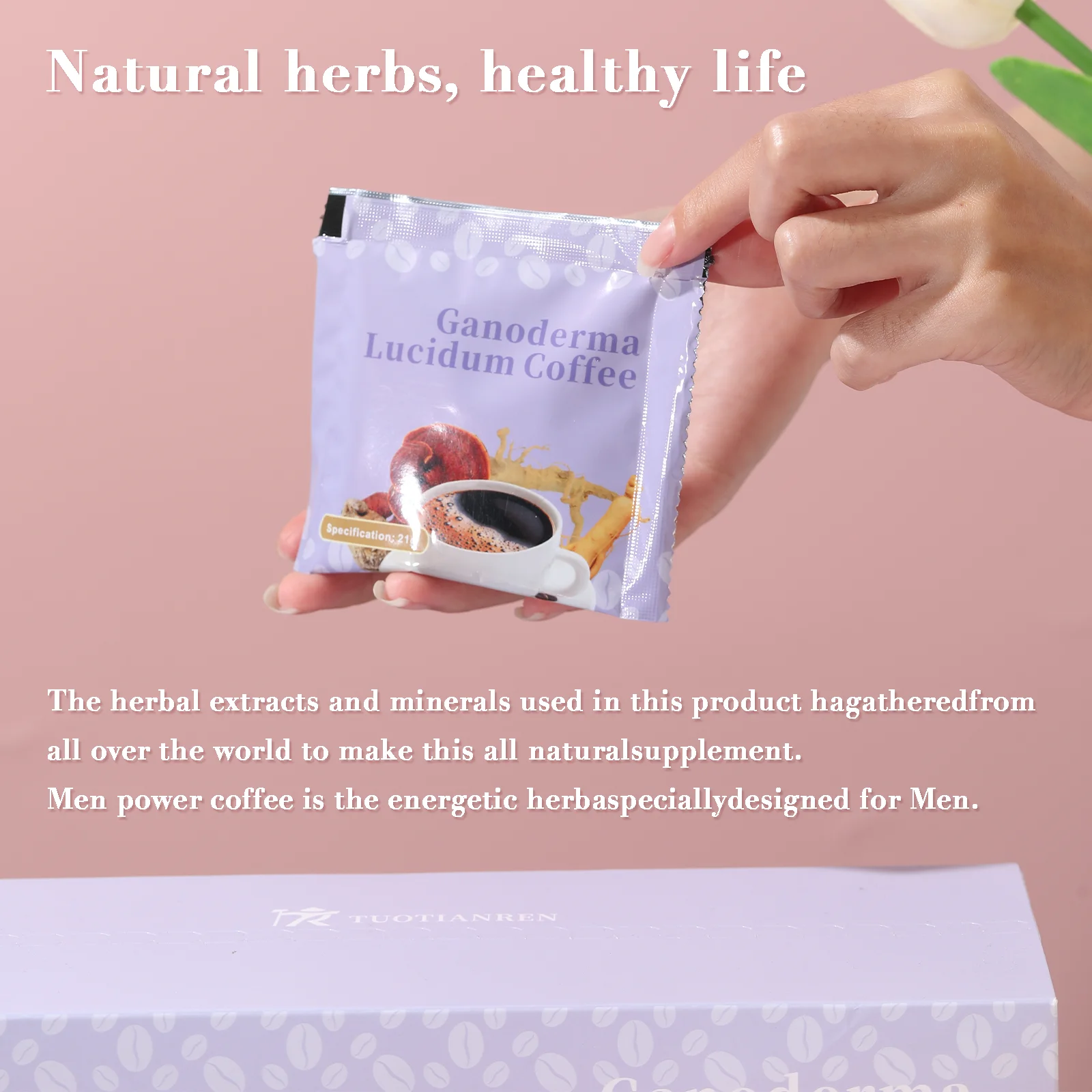 OEM Private Label Instant Coffee for Men and Women Ganoderma Lucidum Reishi Mushroom Powder Maca Tonkat Ali Energy Boost