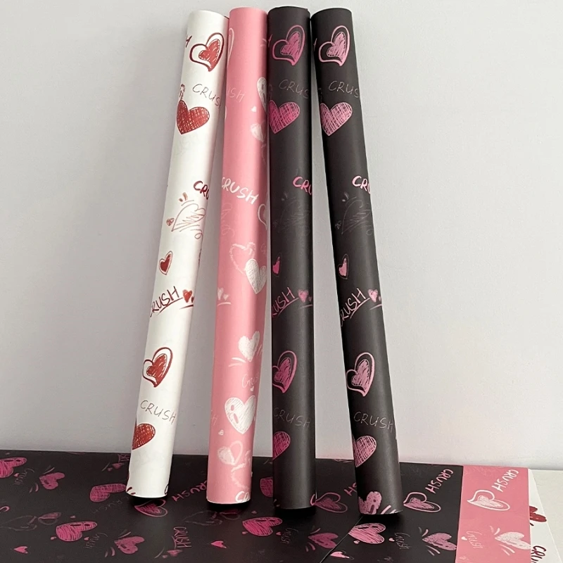 LUCIA  Heartbeat Love Wrap Fower Paper Bouquet Floral Packaging Material Stick Pen English Graffiti Wrapping Paper