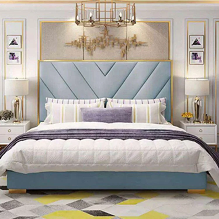 
wedding stainless steel frame double king size and single fabric platform bed 