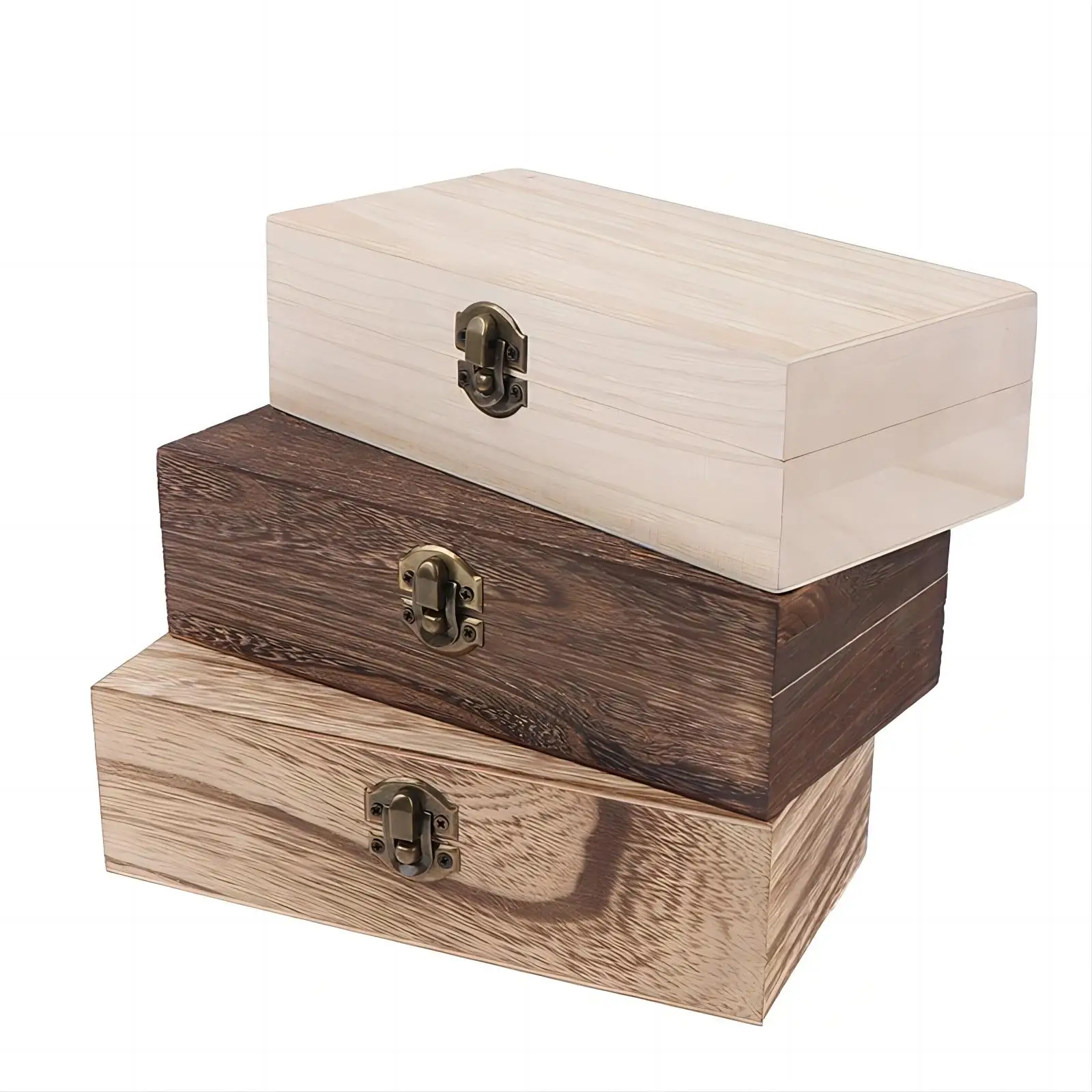 Unfinished Extra Large Hinged Lid Kids Diy Tool Storage Box File Gift Box Wooden Box With Lock