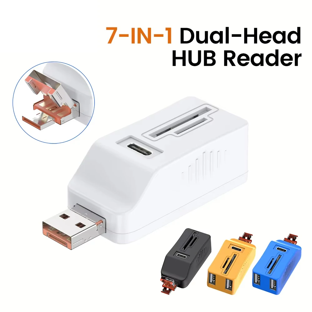 7-in-1 USB 2.0 HUB USB Type C Splitter Micro SD TF Memory Card Reader Extender Docking Station Hub 2.0 Converter for PC Laptop