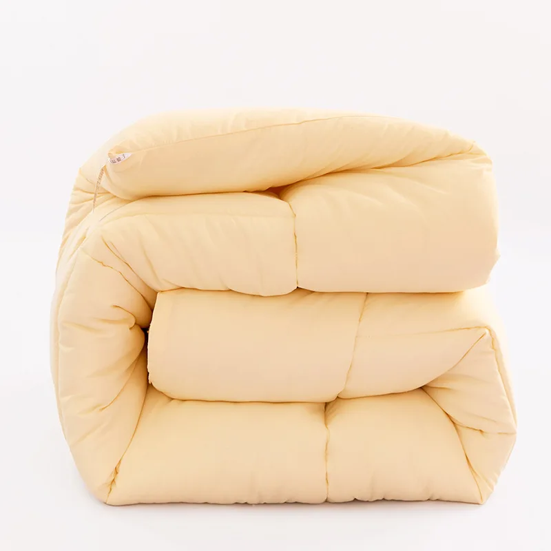 Factory processing custom thick yellow bed comforter terylene cotton warm winter bedding hotel home quilt core