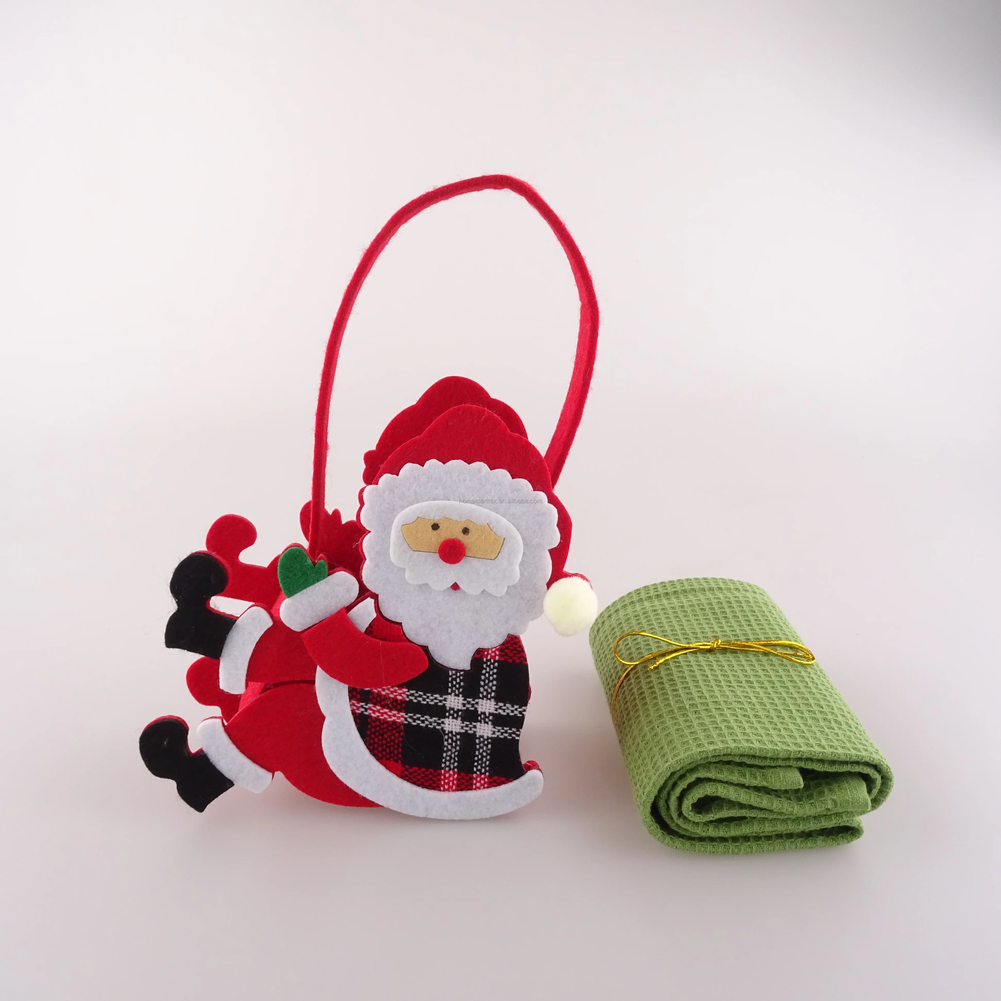 Festival Decoration Cutes animal Felt basket gift weave basket waffle plain weaving towel Christmas gift