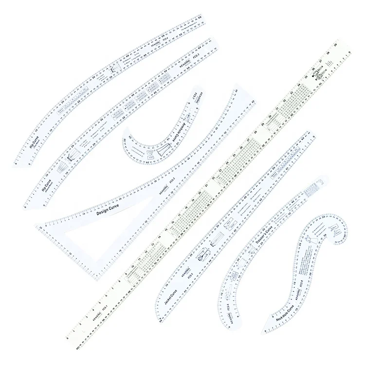 Комплект высокопрочной пластиковой линейки с французскими криволинейными линзами 8 шт. многоцелевой Набор для изготовления узорчатых изделий # FCS-KIT