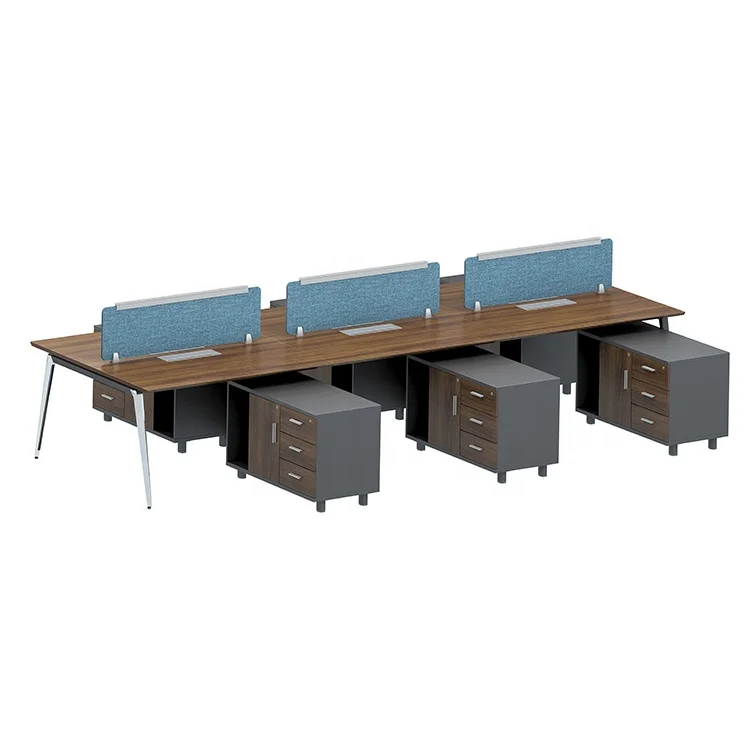 Modern design fashion style best sale open work area wooden office working station office table with 3 drawer  pedestal
