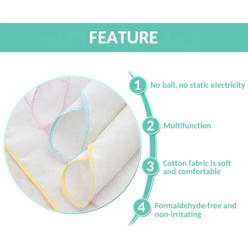 Pure white gauze handkerchief cotton baby small square handkerchief baby muslin saliva towel