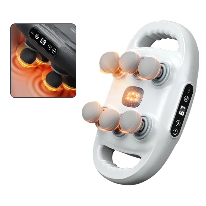 Custom Logo Vibrator Heated Fascial Gun Kneading Massage 6 Head Back Massage Gun For Muscles