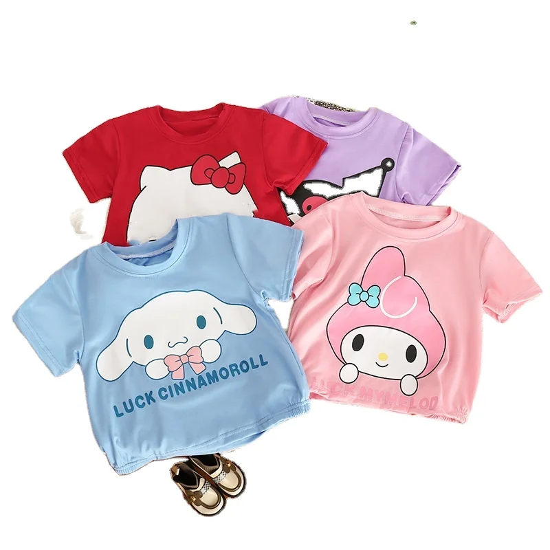 Kuromi  Girls Summer fashion casual  Casual Outfits My Melody Cinnamoroll Anime T-Shirt Shorts Kids Set