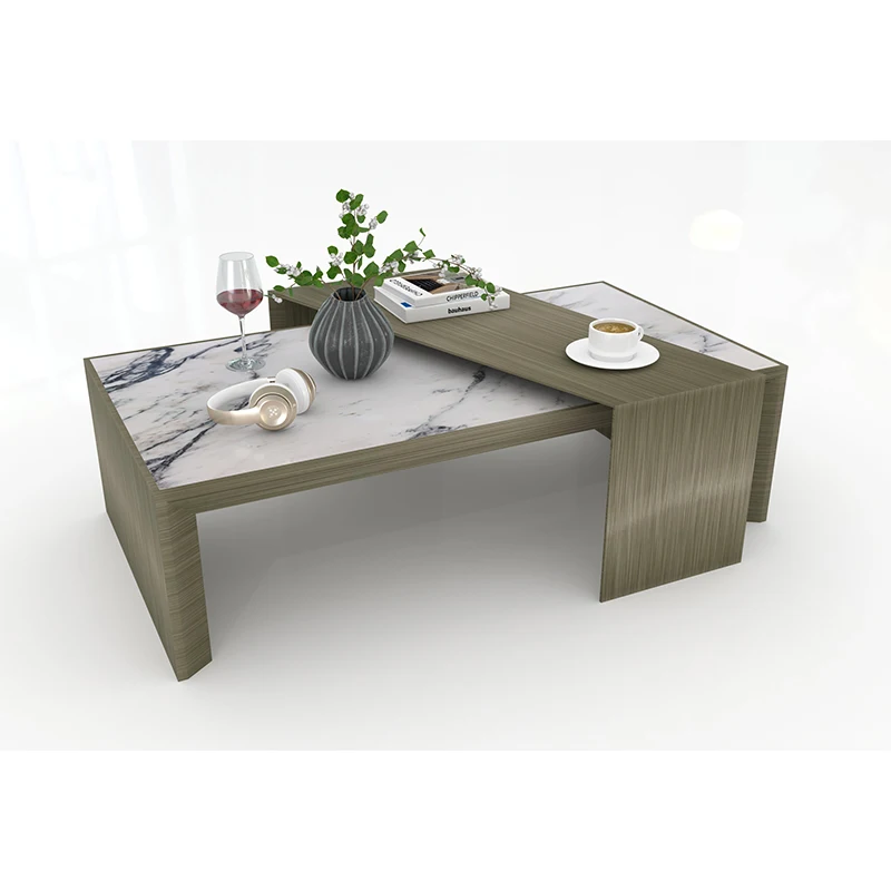 2024 Лидер продаж Современная дизайнерская мебель для дома гостиная из натурального мрамора 2 в 1 Набор журнального столика