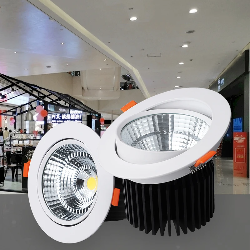 
OKELI Factory wholesale price 3w 6w 9w 18w 24w 30w 40w 50w COB Recessed Adjustable led downlight Aluminum led down light 