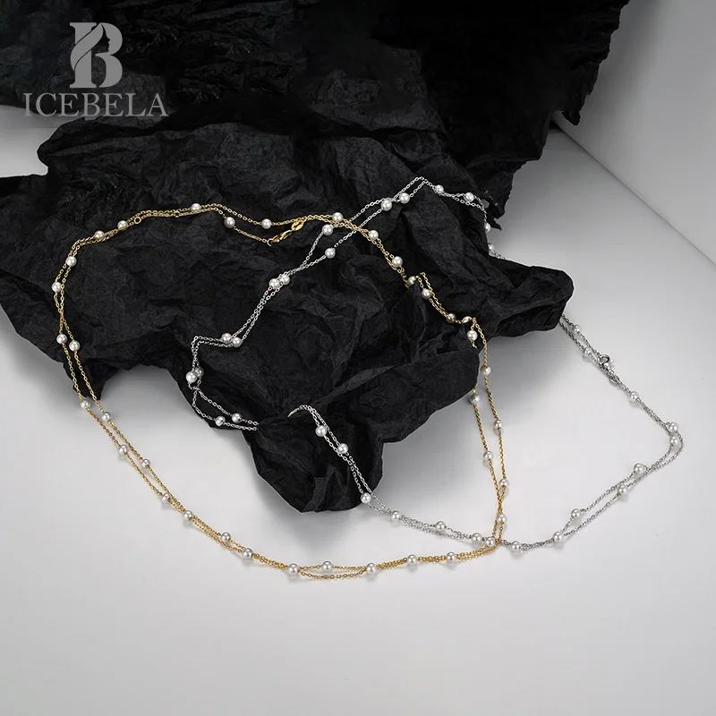 Wholesale S925 Sterling Silver Fine Jewelry Korean Style Elegant Long Layered Shell Bead Sweater Chain Necklaces For Women