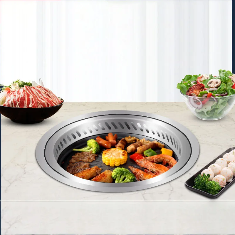 Дымовой выхлоп под бездымной плитой для барбекю, инфракрасная Автоматическая инкрустированная барбекю печь