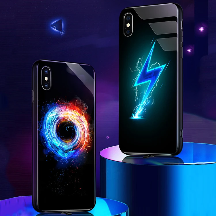 Светодиодный светящийся чехол для телефона Laudtec из закаленного стекла с ночным освещением для iPhone 11, светящийся чехол из сотового стекла для iPhone 13, 12 Pro Max