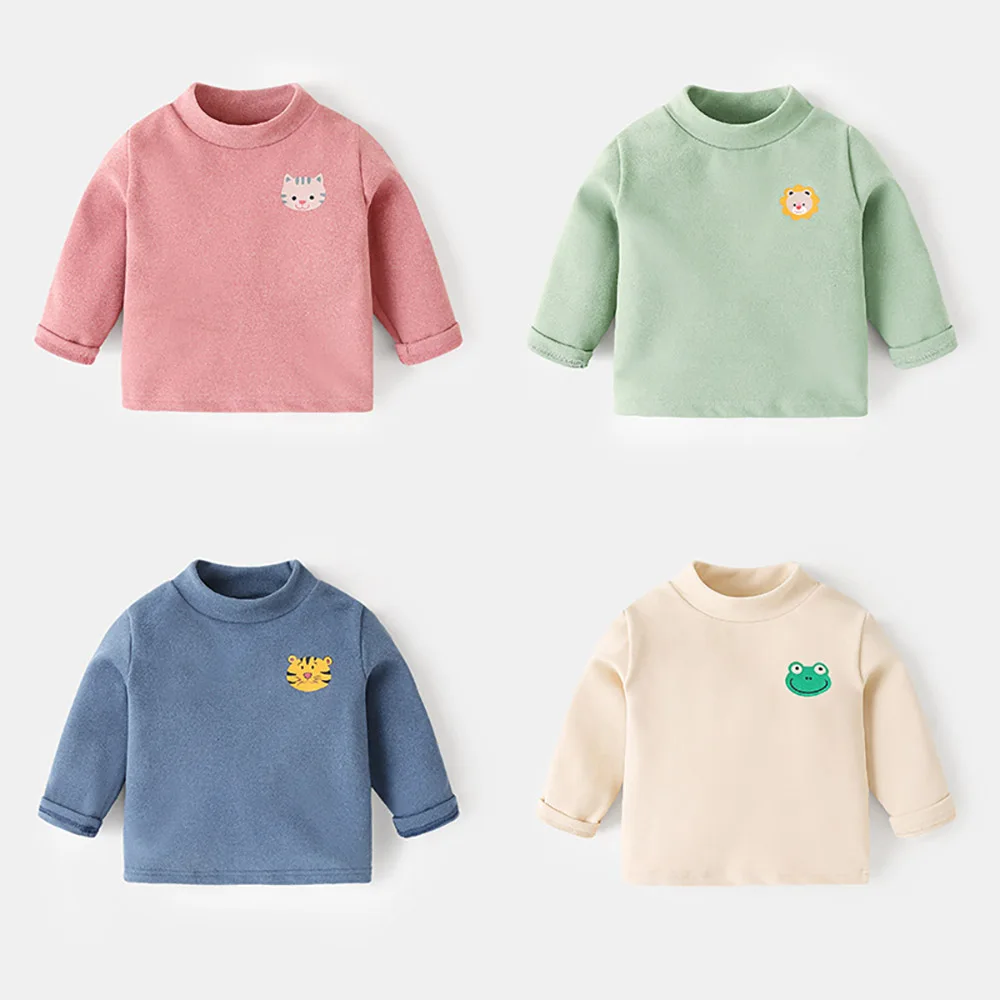 
Autumn Winter Newest Baby Thick T-shirt High Collar Cotton Multicolor Tops 