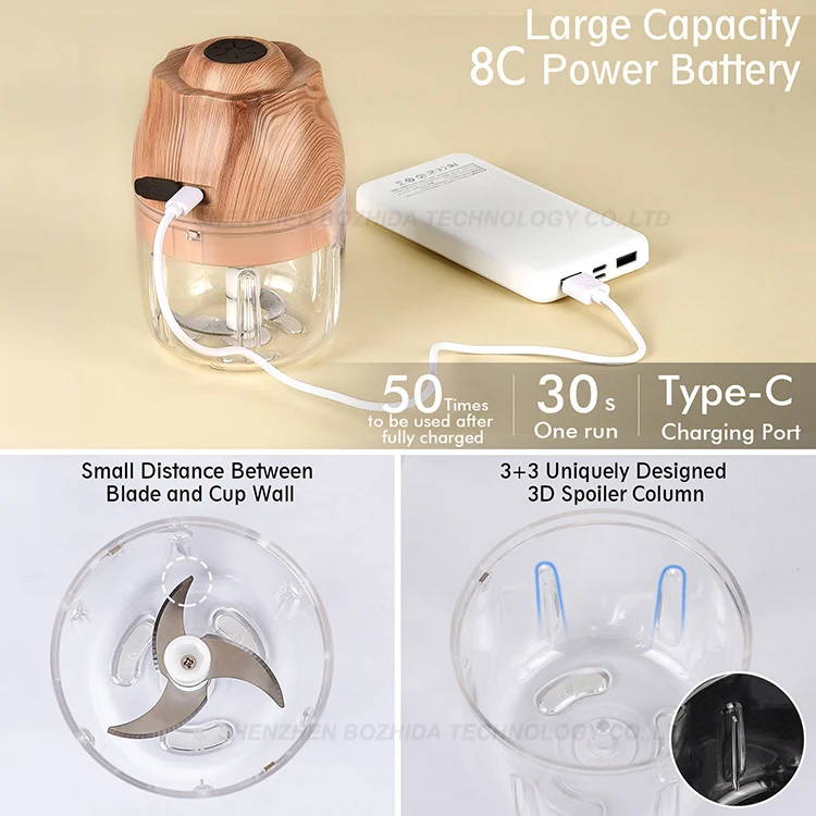 Portable USB Rechargeable Electric Food Garlic Processor Mixer Baby Mini Food Chopper Blender