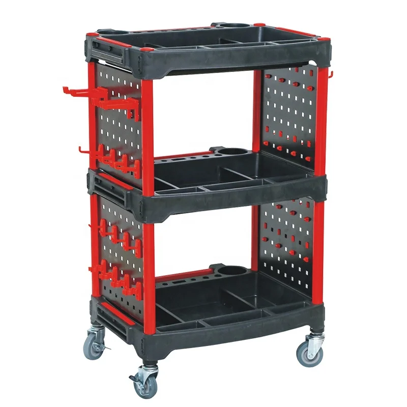 Auto Detailing Tool Cart with Tool Hanging Board-Car Detailing Organizer for Garage DIY Home Studio Projects,Classify and Store