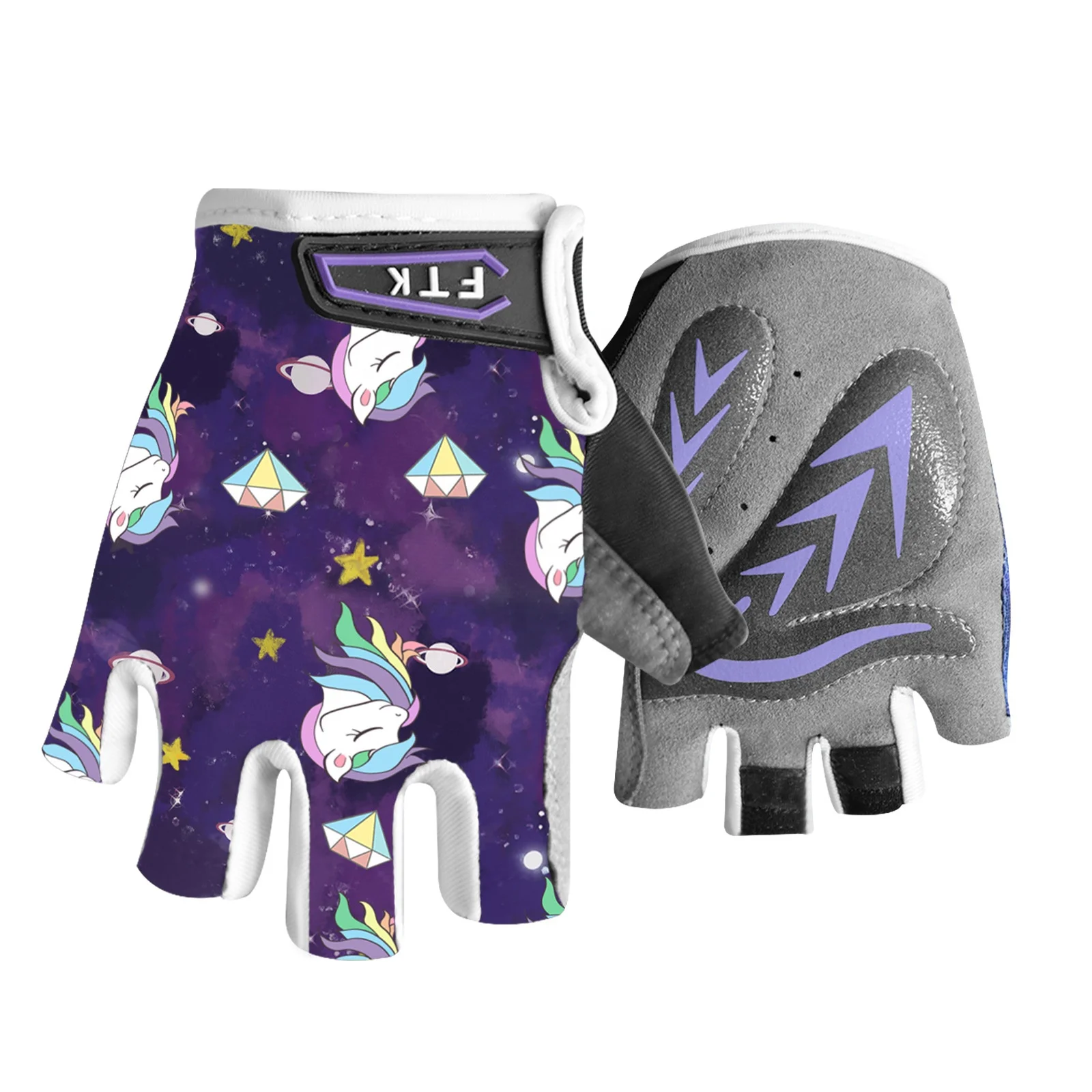 Custom Youth Bike Bicycle Gloves Kids Cute Cartoon Children Bike Gloves Half Finger Cycling Gloves With Gel Pad