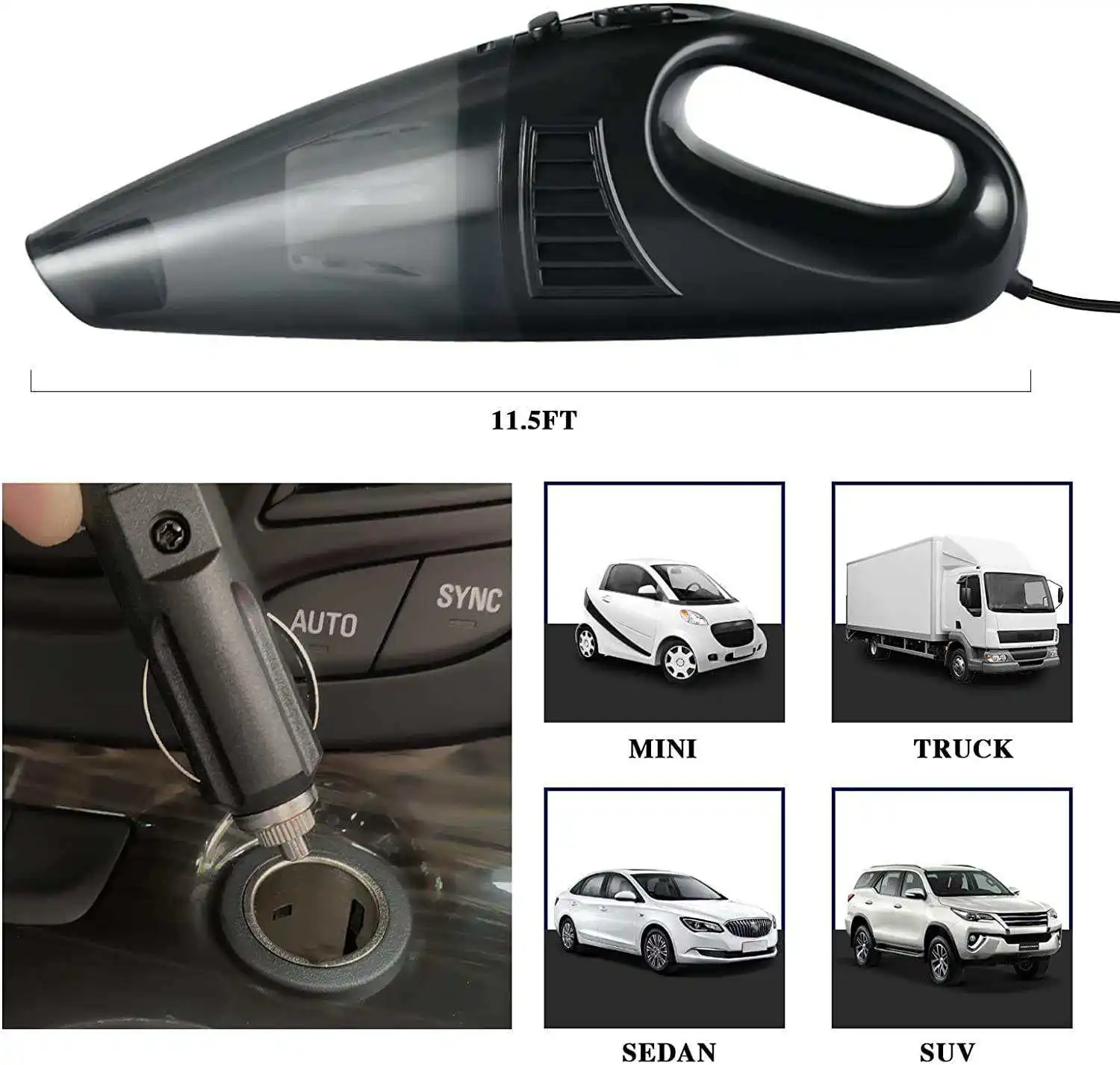 120W Portable Wired Car Vacuum Cleaner 12V Mini Auto Interior Cleaner Handheld Car Interior Cleaning Tool