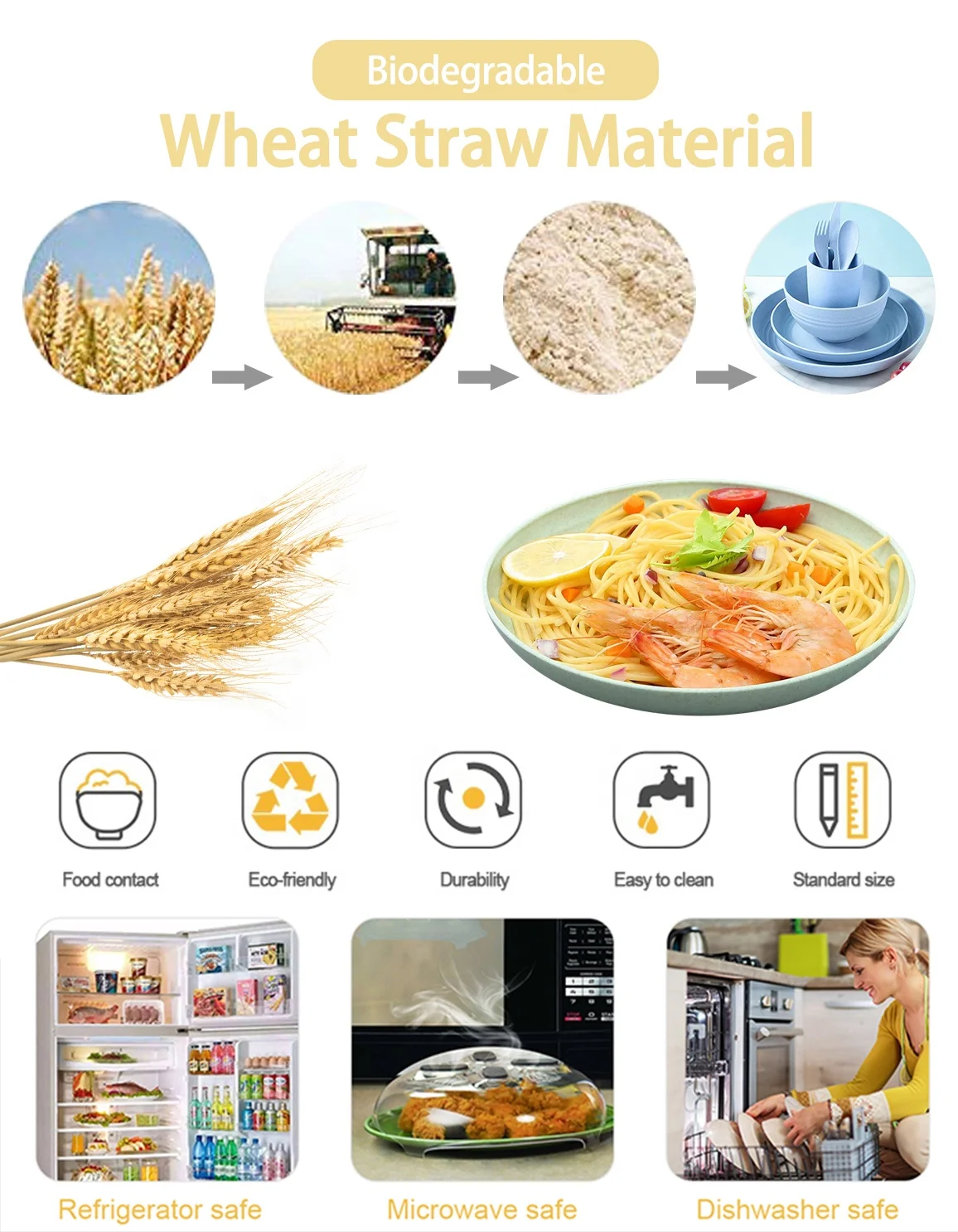 Kids Set 32 Pcs 4 8 Pieces Plastic Pp Dinner Portable Cut Sets Wheat Straw Dinnerware Sets Tableware