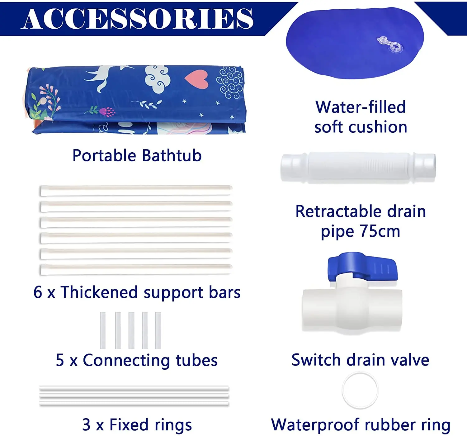 Portable Foldable Bathtub Free Standing Soaking Bath Tub for Shower Stall Folding Bathroom Spa Tub with Pillow