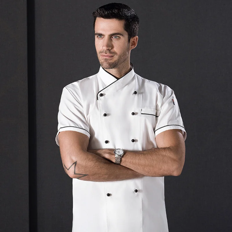 Custom Long Sleeve Breathable Chef Coat Men Women Restaurant Uniforms White Jacket for Kitchen