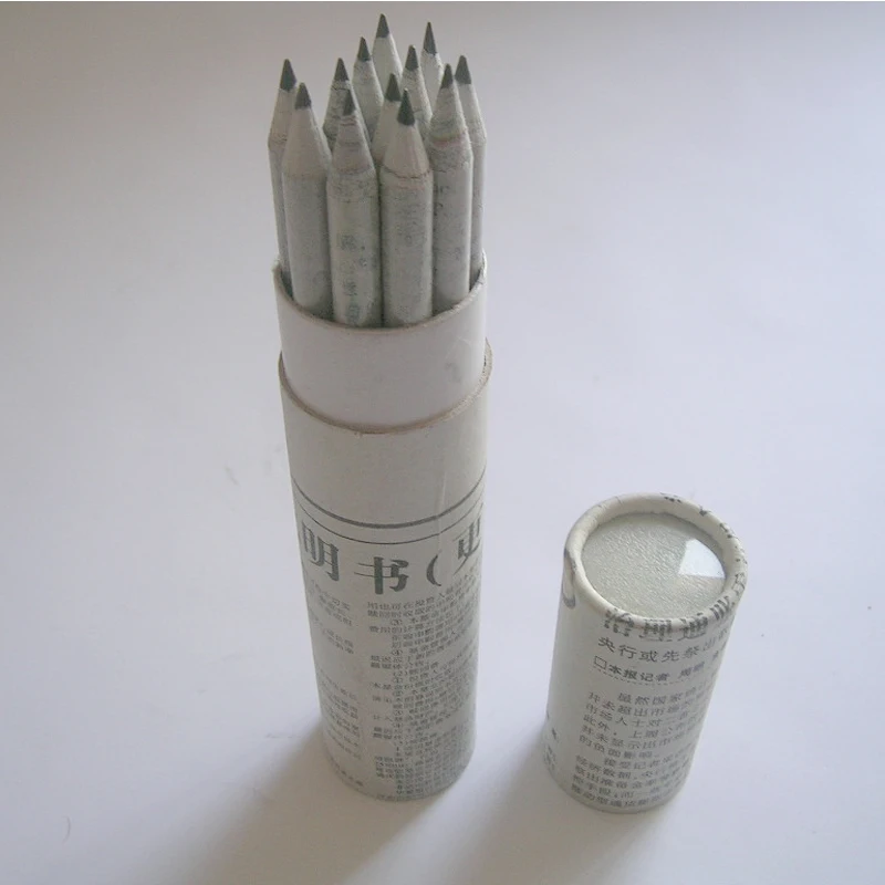 Pomotional customized logo 7 inches 12 colors recycled Chinese Newspaper pencil straight cut end for kids