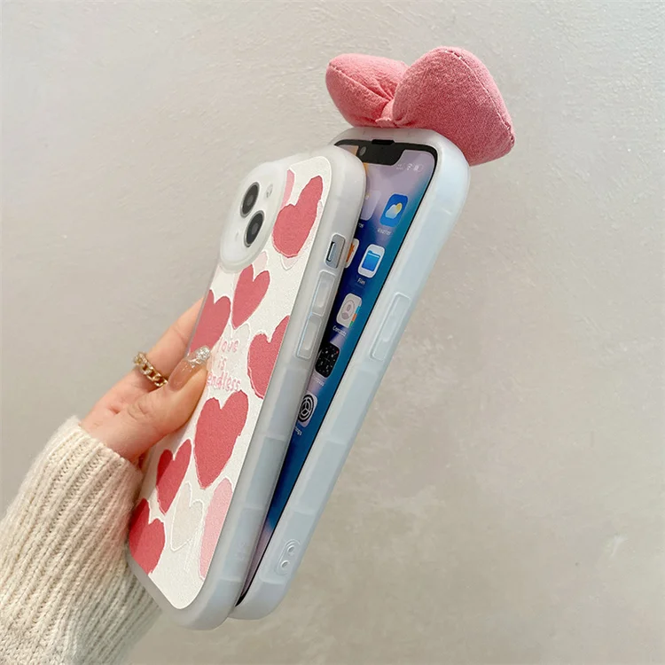 New Girl Aesthetic Love Heart Pink Bow-knot Cute Phone Case Back Cover For Huawei iPhone 13 Pro Max