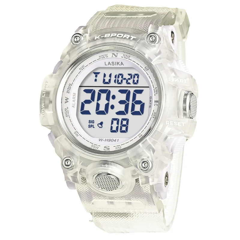 Male and female students transparent large electronic watch multi-function electronic watch sports waterproof watch